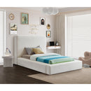  Color_Cream  Size_Twin  -- Devin Cream Linen Textured Fabric Upholstered Twin Bed IMAGE 2