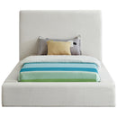  Color_Cream  Size_Twin  -- Devin Cream Linen Textured Fabric Upholstered Twin Bed IMAGE 3