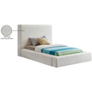  Color_Cream  Size_Twin  -- Devin Cream Linen Textured Fabric Upholstered Twin Bed IMAGE 8