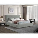  Color_Grey  Size_Queen  -- Devin Grey Linen Textured Fabric Upholstered Queen Bed IMAGE 2