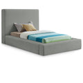  Color_Grey Size_Twin -- Devin Grey Linen Textured Fabric Upholstered Twin Bed IMAGE 1