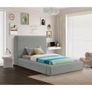  Color_Grey  Size_Twin  -- Devin Grey Linen Textured Fabric Upholstered Twin Bed IMAGE 2
