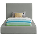  Color_Grey  Size_Twin  -- Devin Grey Linen Textured Fabric Upholstered Twin Bed IMAGE 3