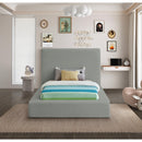  Color_Grey  Size_Twin  -- Devin Grey Linen Textured Fabric Upholstered Twin Bed IMAGE 4