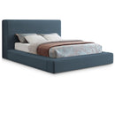  Color_Navy  Size_King  -- Devin Navy Linen Textured Fabric Upholstered King Bed IMAGE 1