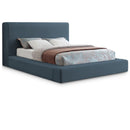 Meridian Devin Navy Linen Textured Fabric Queen Bed IMAGE 1