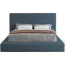 Meridian Devin Navy Linen Textured Fabric Queen Bed IMAGE 3