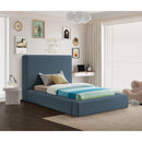  Color_Navy  Size_Twin  -- Devin Navy Linen Textured Fabric Upholstered Twin Bed IMAGE 2