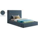 Meridian Devin Navy Linen Textured Fabric Twin Bed IMAGE 8