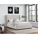 Meridian Flynn Beige Linen Textured Fabric Full Bed IMAGE 2