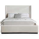  Color_Beige/ Black  Size_King  -- Flynn Beige Linen Textured Fabric Upholstered King Bed IMAGE 3