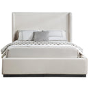Meridian Flynn Beige Linen Textured Fabric King Bed IMAGE 3