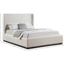 Meridian Flynn Beige Linen Textured Fabric King Bed IMAGE 8