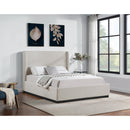  Color_Beige/ Black  Size_Queen  -- Flynn Beige Linen Textured Fabric Upholstered Queen Bed IMAGE 2