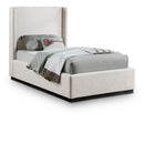  Color_Beige/ Black  Size_Twin  -- Flynn Beige Linen Textured Fabric Upholstered Twin Bed IMAGE 1