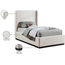 Meridian Flynn Beige Linen Textured Fabric Twin Bed IMAGE 9