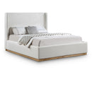 Meridian Flynn Cream Linen Textured Fabric King Bed IMAGE 1