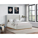  Color_Cream/ Natural  Size_King  -- Flynn Cream Linen Textured Fabric Upholstered King Bed IMAGE 2