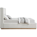  Color_Cream/ Natural  Size_King  -- Flynn Cream Linen Textured Fabric Upholstered King Bed IMAGE 4
