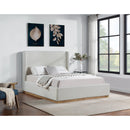 Meridian Flynn Cream Linen Textured Fabric Queen Bed IMAGE 2