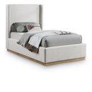  Color_Cream/ Natural  Size_Twin  -- Flynn Cream Linen Textured Fabric Upholstered Twin Bed IMAGE 1
