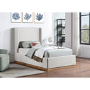  Color_Cream/ Natural  Size_Twin  -- Flynn Cream Linen Textured Fabric Upholstered Twin Bed IMAGE 2