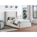 Meridian Flynn Cream Linen Textured Fabric Twin Bed IMAGE 2