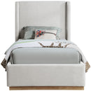 Meridian Flynn Cream Linen Textured Fabric Twin Bed IMAGE 3