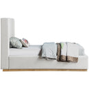  Color_Cream/ Natural  Size_Twin  -- Flynn Cream Linen Textured Fabric Upholstered Twin Bed IMAGE 4