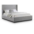  Color_Black/ Grey  Size_Full  -- Flynn Grey Linen Textured Fabric Upholstered Full Bed IMAGE 1