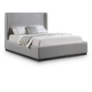 Meridian Flynn Grey Linen Textured Fabric Full Bed IMAGE 1