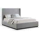  Color_Black/ Grey  Size_Full  -- Flynn Grey Linen Textured Fabric Upholstered Full Bed IMAGE 8