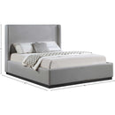 Meridian Flynn Grey Linen Textured Fabric Full Bed IMAGE 8