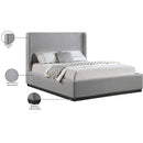 Meridian Flynn Grey Linen Textured Fabric Full Bed IMAGE 9