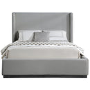  Color_Black/ Grey  Size_King  -- Flynn Grey Linen Textured Fabric Upholstered King Bed IMAGE 3