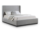  Color_Black/ Grey  Size_Queen  -- Flynn Grey Linen Textured Fabric Upholstered Queen Bed IMAGE 1