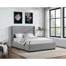  Color_Black/ Grey  Size_Queen  -- Flynn Grey Linen Textured Fabric Upholstered Queen Bed IMAGE 2