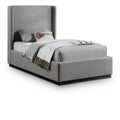  Color_Black/ Grey Size_Twin -- Flynn Grey Linen Textured Fabric Upholstered Twin Bed IMAGE 1