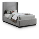  Color_Black/ Grey  Size_Twin  -- Flynn Grey Linen Textured Fabric Upholstered Twin Bed IMAGE 1