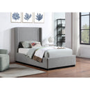  Color_Black/ Grey  Size_Twin  -- Flynn Grey Linen Textured Fabric Upholstered Twin Bed IMAGE 2