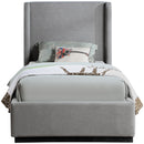  Color_Black/ Grey  Size_Twin  -- Flynn Grey Linen Textured Fabric Upholstered Twin Bed IMAGE 3