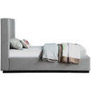  Color_Black/ Grey  Size_Twin  -- Flynn Grey Linen Textured Fabric Upholstered Twin Bed IMAGE 4