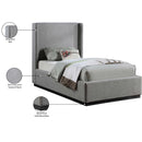  Color_Black/ Grey  Size_Twin  -- Flynn Grey Linen Textured Fabric Upholstered Twin Bed IMAGE 9
