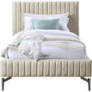  Color_Beige  Size_Twin  -- Gallo Beige Vegan Leather Upholstered Twin Bed IMAGE 3