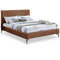  Color_Cognac  Size_Full  -- Gallo Cognac Vegan Leather Upholstered Full Bed IMAGE 1