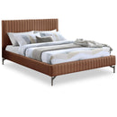  Color_Cognac  Size_Full  -- Gallo Cognac Vegan Leather Upholstered Full Bed IMAGE 1