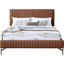  Color_Cognac  Size_Queen  -- Gallo Cognac Vegan Leather Upholstered Queen Bed IMAGE 3