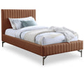  Color_Cognac Size_Twin -- Gallo Cognac Vegan Leather Upholstered Twin Bed IMAGE 1