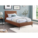  Color_Cognac  Size_Twin  -- Gallo Cognac Vegan Leather Upholstered Twin Bed IMAGE 2