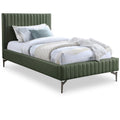  Color_Green Size_Twin -- Gallo Green Vegan Leather Upholstered Twin Bed IMAGE 1